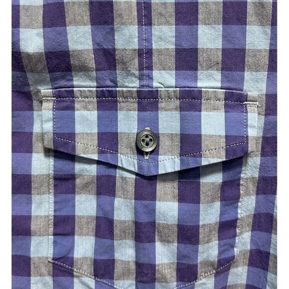 Banana Republic Men's Short Sleeve Button Down Purple Checkered Size Small - Picture 2 of 4